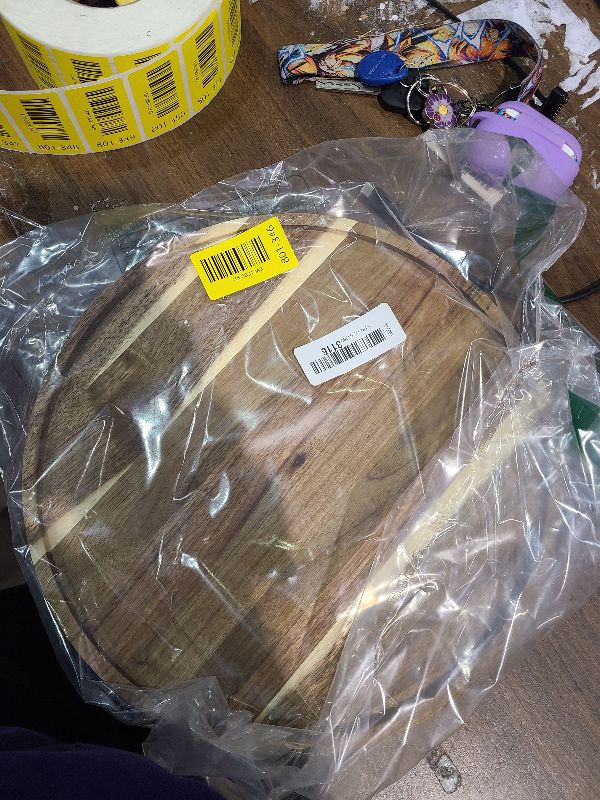 Photo 1 of 11.5 Inches Candle Holder Tray Home Decor, Round Wood Tray for Coffee Table, Small Wooden Serving Decorative Trays for Home