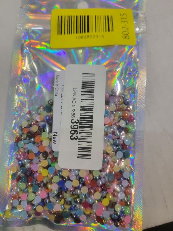 Photo 1 of 1500pcs 4mm Half Pearl Mix AB Colors Flatback Beads for Crafts DIY Round Plastic Half Flat Back Pearls Loose Bead for Cup Shoes Wedding Dress Decoration Nail Art