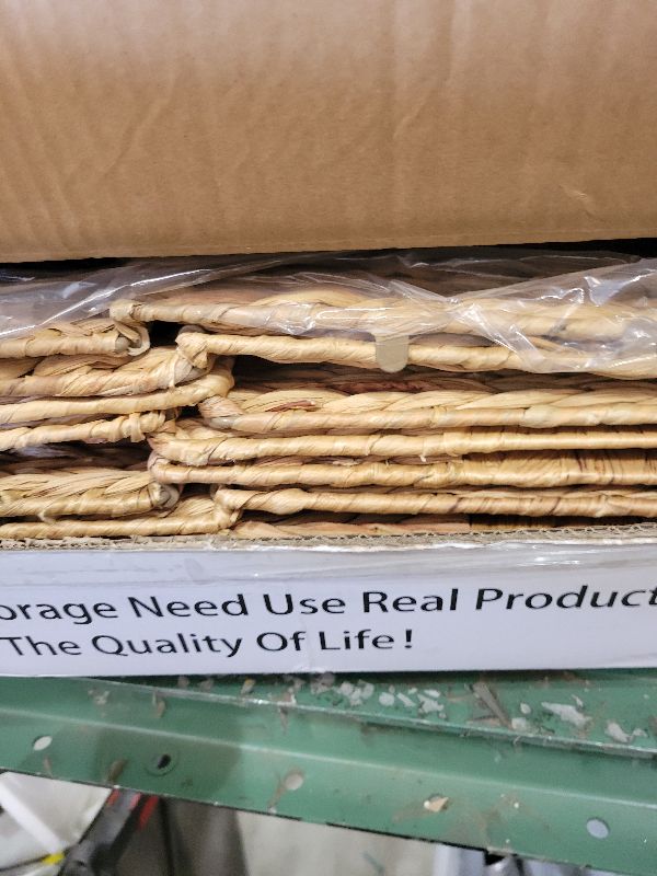 Photo 1 of 12x12in Storage Baskets Set of 4 Water Hyacinth Baskets,Foldable Handwoven Storage Cubes,Wicker Cube Baskets Laundry Organizer Totes for Home