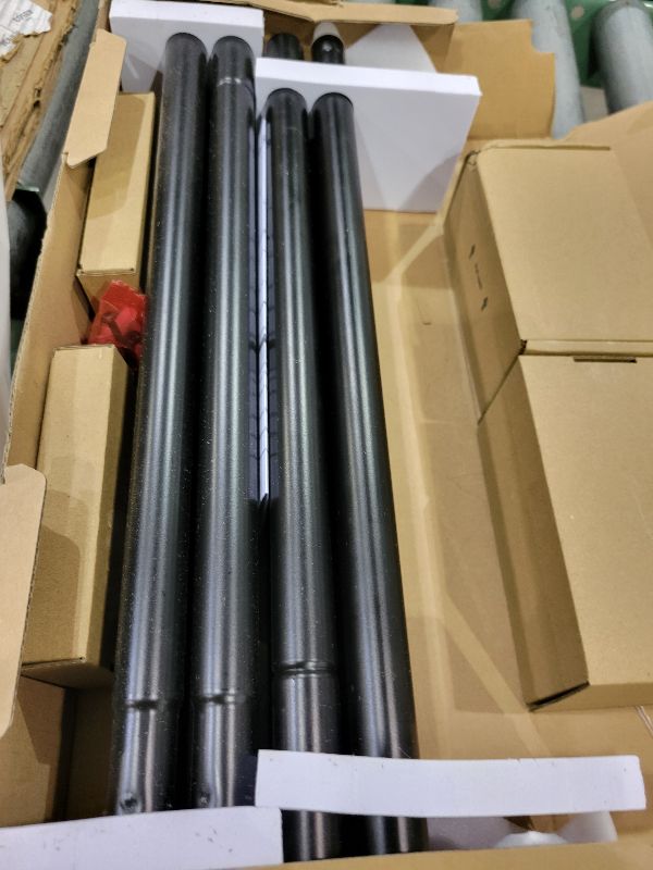 Photo 1 of 2 Pack Curtain Rods for Windows 48 to 84 Inch, USFOOK 7/8 Inch Telescoping Splicing Black Drapery Rods with Twisted Cage Finials