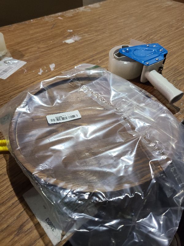 Photo 1 of 12 inch Large Round Decorative Tray Wood Bathroom Counter Organizer Farmhouse Kitchen Decor Wooden Riser for Perfume Soap Dish Wood Decorative Candle Holders for Home Decor Brown Table Centerpieces