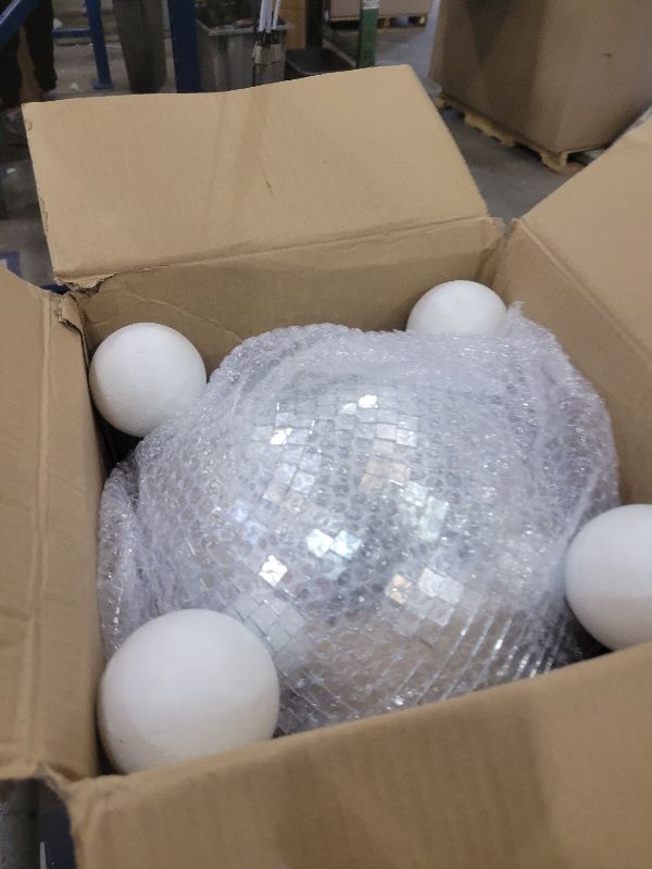 Photo 1 of 12" Disco Ball Mirror Ball Disco Party Decoration Stage Light Dj Light Effect Home Business Christmas Display Decoration Silver