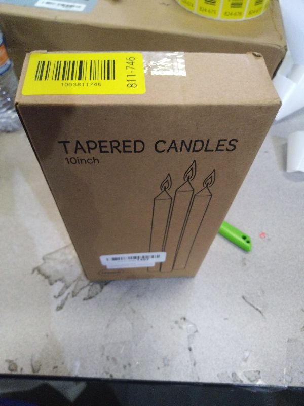 Photo 1 of 12 Pack White Taper Candles 10 inch - Taper Candles Dripless, Smokeless, Unscented - 8 Hours Long Burning - Hand Poured Tall Candlesticks - Perfect for Home Decor, Weddings, and Special Occasions