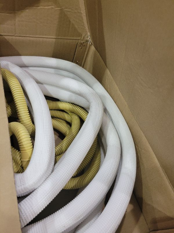Photo 1 of 16FT Mini Split Line Set 1/4*1/2 OD HVAC Copper Tube Pipe Extension,3/8 Thickened PE Insulation Coil Air Conditioner Twin Copper Line Heating Equipment Hose with Flared Nuts (16FT (1/4+1/2) with wire)