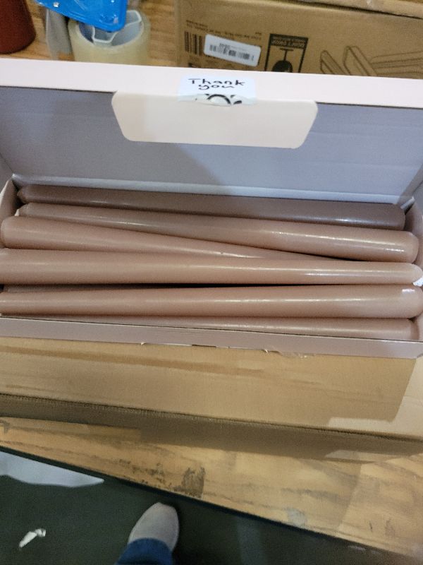 Photo 1 of 10 Inch Light-Mocha Taper Candles for Home Decoration, 10 Pack Unscented Candlesticks for Dinner Wedding Party, Smokeless and Dripless Candle Sticks