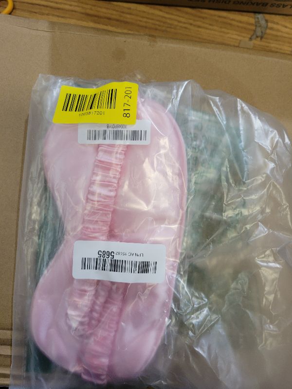 Photo 1 of 1 Pack Sleep Mask, Silk Eye Mask with Elastic Strap, Breathable Eye Mask for Sleeping,Travel, Girls, Women, Men (Pink)