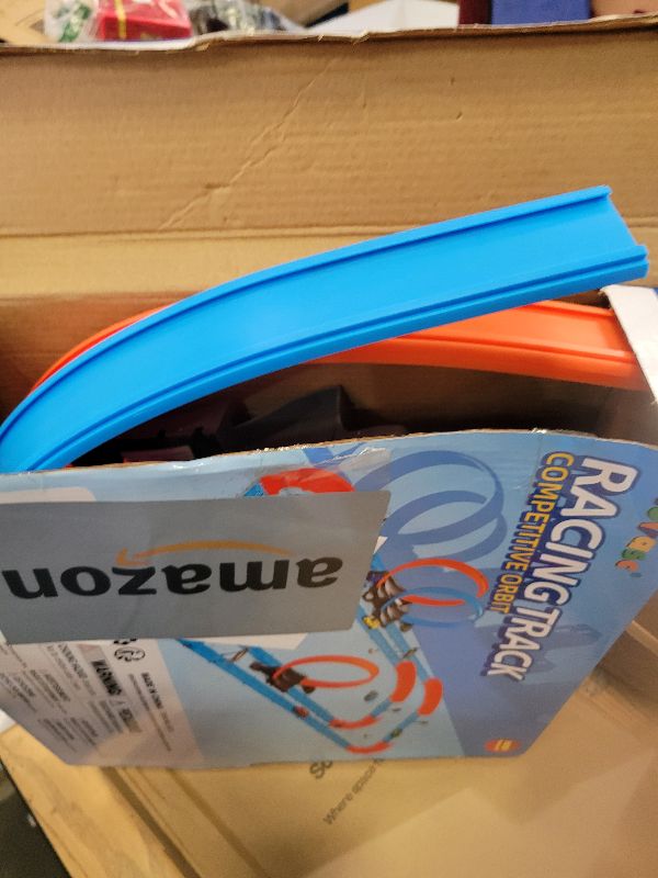 Photo 1 of ?Slot Car Race Track Sets with 360° Thrill Loops & 4 High-Speed Cars, 64 Pcs Large Flexible Racing Track for Kids Ages 3-5 4-8 8-12, Race Car Toys Gift for Boys Girls Birthday Christmas