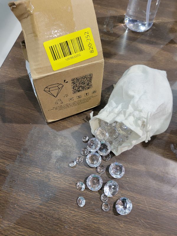 Photo 1 of 100 Pcs Vase Fillers Diamond Decoration for Craft Multi Size Fake Diamond Acrylic Gems Crystal for Wedding Party (Clear)