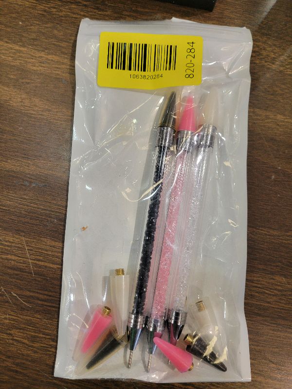 Photo 1 of 14 Pcs Rhinestone Picker Tool - 3 Pcs Dual-head Pens with 6 Wax Tips, Useful Clay, Precision Curved and Straight Tweezers Kit for Picking Up Nail Art Gems, Stones, Crystals, and Nail Charms