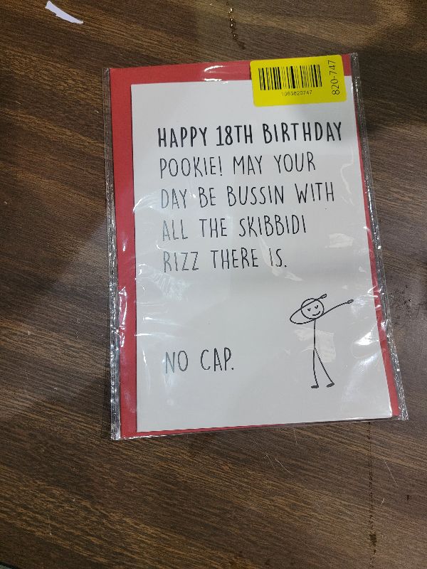 Photo 1 of 18th Birthday Card for Boy Girl: Gift Idea for a 18 Year Old, Hilarious Meme Card with Cool Gen Z Slang Meme-Inspired Design for Teens, Makes a Great Party Decoration for Son, Daughter, Nephew, Niece