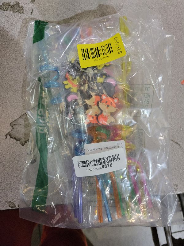 Photo 1 of 12 Pcs Reusable Jungle Animal Straws, Forest Animal Plastic Straws, Woodland Creature Twisted Straws for Forest Party Supplies, Jungle-themed Party Decorations, Jungle Birthday Gifts (Jungle Animals)