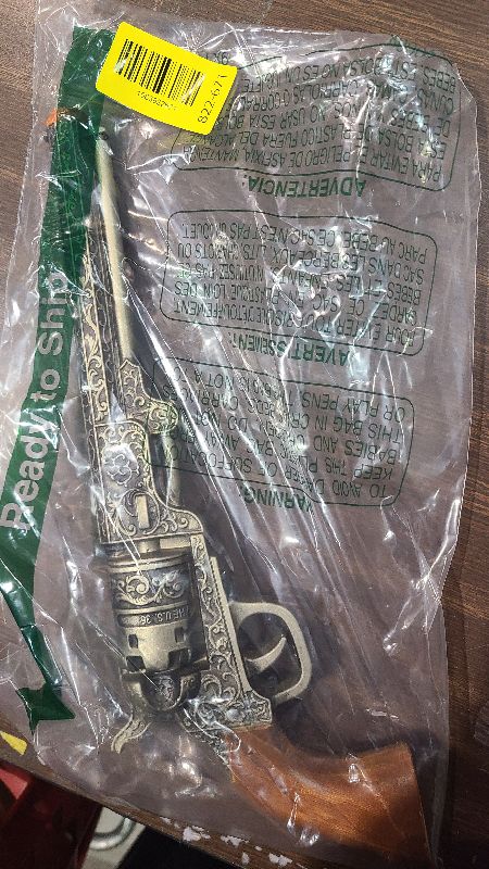 Photo 1 of 13-Inch Decorative Western Classic Revolver Style, Body SMB-110 with Ornate Engravings, Suitable for Decoration, Collecting, Costuming and Cosplay, Role-Playing, Halloween (Gold)