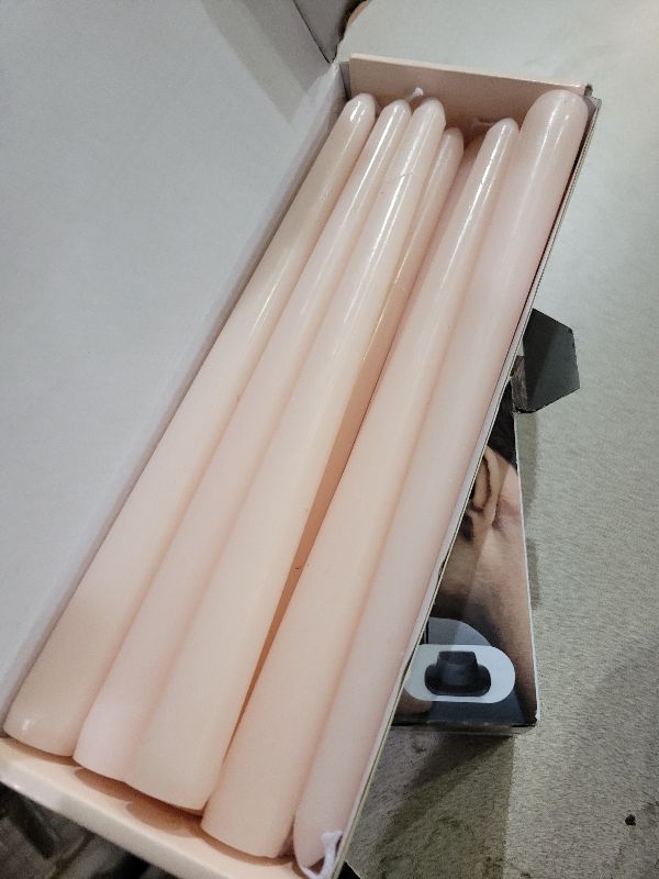 Photo 1 of 10 Inch Pale-Pink Taper Candles for Home Decoration, 10 Pack Unscented Candlesticks for Dinner Wedding Party, Smokeless and Dripless Candle Sticks