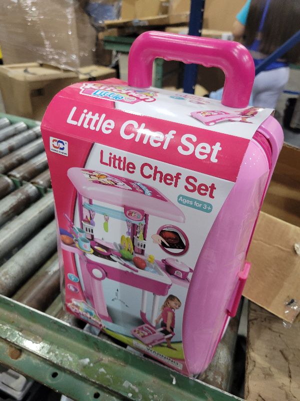 Photo 1 of 2-in-1Travel Luggage Turn into Play Kitchen, Kids Kitchen Playset Toys with 25+Play Food for Toddelers, Girls and Boys, Pretend Play, 25" H x 9.8" W x 20.8" L