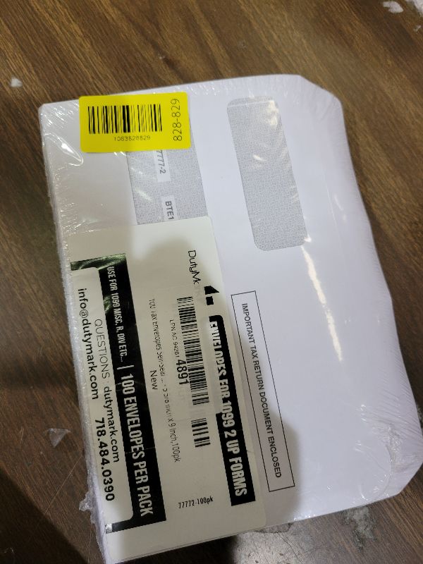 Photo 1 of 1099 NEC Tax Form Envelopes, Designed for Printed 1099 NEC Forms, and for W2 3-Up, Gum Seal, Double-Window, Security Tinted, 100 Pack