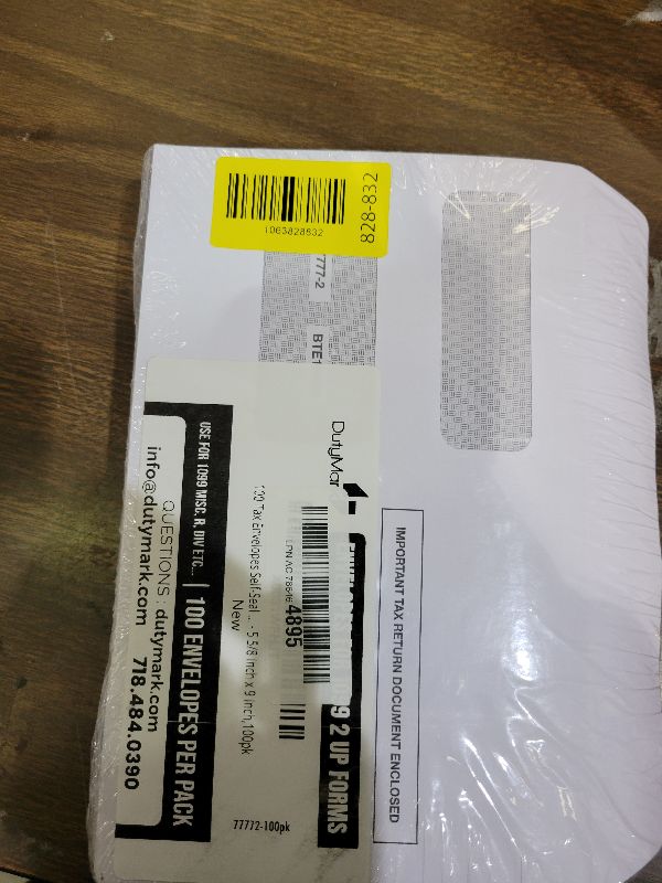 Photo 1 of 100 Tax 1099 Envelopes Self-Seal For 1099 MISC, 1099-R & DIV - INT, 1095, 1098, Double-Window Security tinded, For Quickbooks or Tax Software - 5 5/8 Inch x 9 Inch, 100 Envelopes