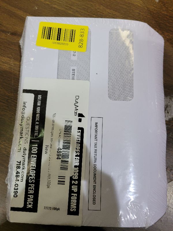 Photo 1 of 100 Tax 1099 Envelopes Self-Seal For 1099 MISC, 1099-R & DIV - INT, 1095, 1098, Double-Window Security tinded, For Quickbooks or Tax Software - 5 5/8 Inch x 9 Inch, 100 Envelopes