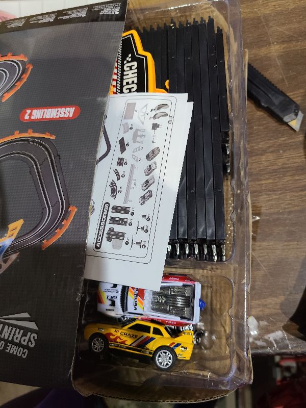 View 3 of 2-in-1 Slot Car Race Track Sets - Electric Race Car Track with 4 High-Speed Racing Cars, Dual Racing Game Lap Counter Circular Overpass Tracks, Remote Control Cars Toys/Gift for Boys Kids Ages 8-12