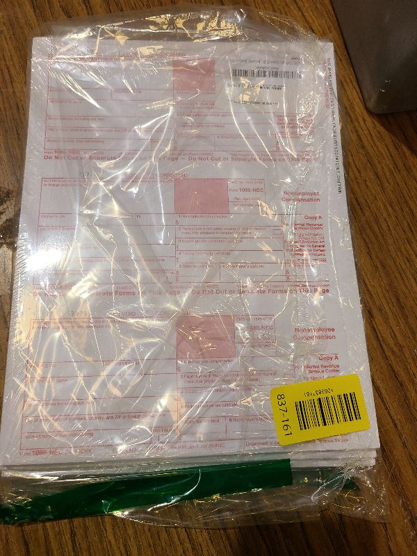 Photo 1 of 1099 NEC Forms 2025 4 Part Tax Forms Kit of Laser Forms, Compatible with QuickBooks and Accounting, 25 Pack, Software and Envelopes NOT Included, Made in The USA