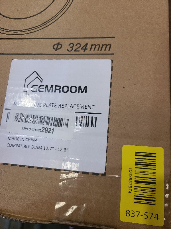 Photo 1 of 12.75" Microwave Plate Replacement for WB49X10129 GE Microwave Glass Plate, LG 3390W1A027A and Kenmore Microwave Glass Plate 1B71961H Compatible With WP8172138 12 3/4 inch Whirlpool Microwave Plate