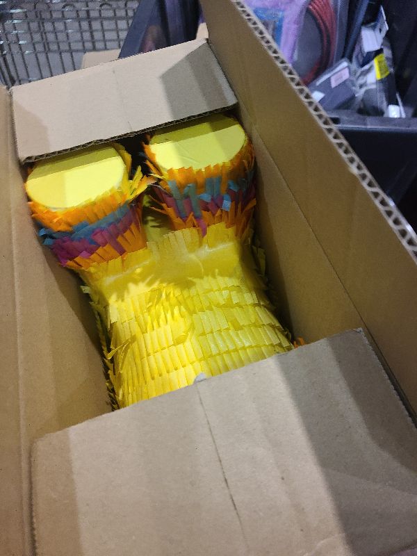 Photo 1 of 16" Cinco de Mayo Pinata, Large Rainbow Color Donkey Pinata 16 x 13 x 5.5 ln with Stick and Blindfold for Fiestas Mexican Party Decoration, Photo Prop, Taco Tuesday Event