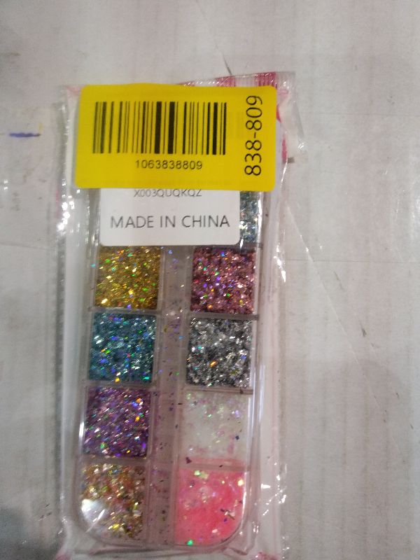 Photo 1 of 12 Colors Glitter Art Sequins, Holographic Irregular Sparkly Flakes Designs, 3D Laser Ultra-Thin Shiny Acrylic Nail Supplies for Women Girls Manicure Charms Decorations, Crafts