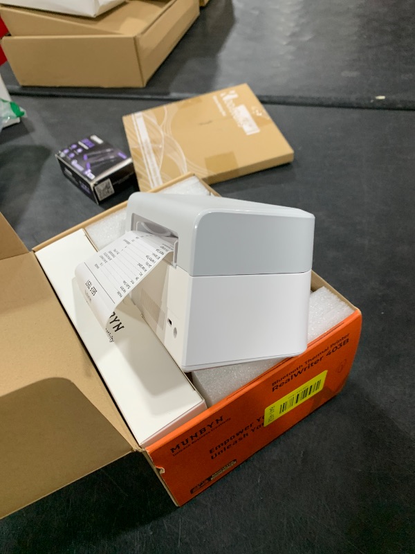 Photo 1 of MUNBYN Bluetooth Thermal Label Printer RW403B, Wireless 4x6 Shipping Label Printer for Small Business, Compatible with Android, iPhone, Windows, Mac, Chromebook, Print Width 1.57"-4.25" (Grey)