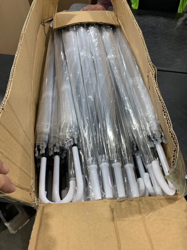 Photo 1 of 100/60/40 Pack Clear Wedding Umbrellas Bulk, Transparent Umbrella Wedding, Auto Open Windproof Stick Umbrellas, Large Canopy Umbrella with J-Hook Handle for Outdoor Wedding Bride Groom Photography Graduation Prom Golf (100)