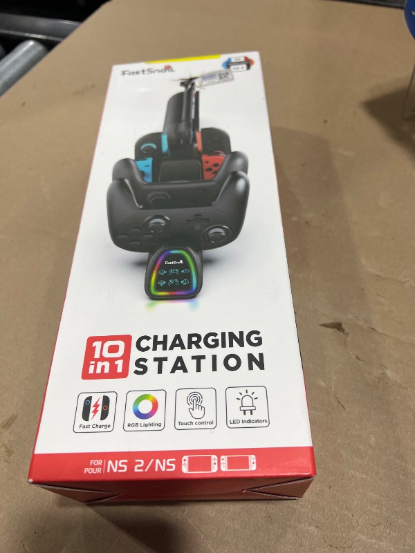 Photo 1 of FASTSNAIL [Switch 1/2 Compatible] Controller Charging Dock for Nintendo Switch 2/1 for Joycon 2, 10 in 1 Fast Controller Charger Station Stand for Pro Controller 2/1 with 11 RGB Modes, LED Indicator