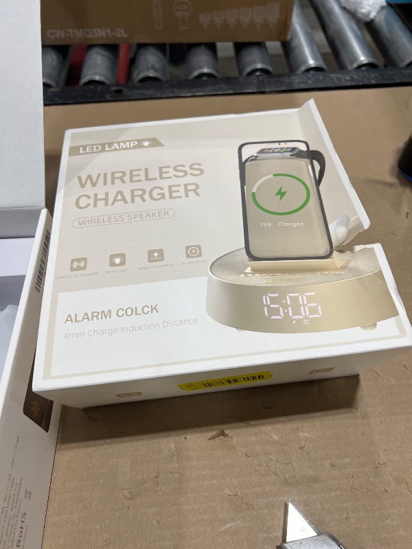 Photo 1 of Alarm Clock Charging Station for Bedrooms, Wireless Charging Station with Dimmable Night Light Bluetooth Speaker, Wireless Charger for iPhone 17 16 15 14 13 12 Pro Max, iWatch 11