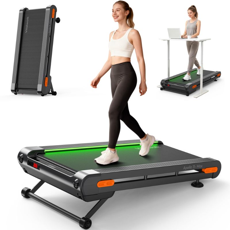 Photo 1 of Walking Pad Treadmill with Incline, Full Deck, Auto Incline 12%-20%, 400/350lbs Capacity, Vitalwalk Compact Under Desk Treadmills for Home Office, 3.0HP Brushless, Vertical Store, Apollo 11 Max