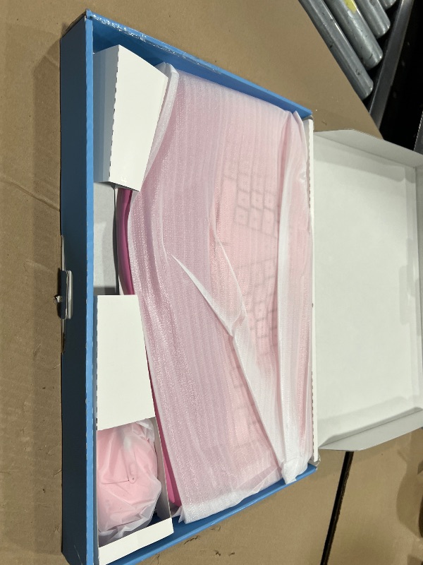 Photo 1 of MK960 Ergonomic Wireless Keyboard Mouse Combo, Bluetooth/2.4G Split Design Keyboard with Palm Rest and 4 Level DPI Adjustable Wireless Mouse Multi-Device, Rechargeable, for Windows/Mac/Android(Pink)