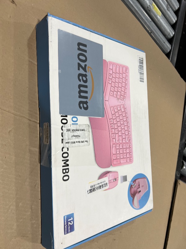 Photo 1 of MK960 Ergonomic Wireless Keyboard Mouse Combo, Bluetooth/2.4G Split Design Keyboard with Palm Rest and 4 Level DPI Adjustable Wireless Mouse Multi-Device, Rechargeable, for Windows/Mac/Android(Pink)