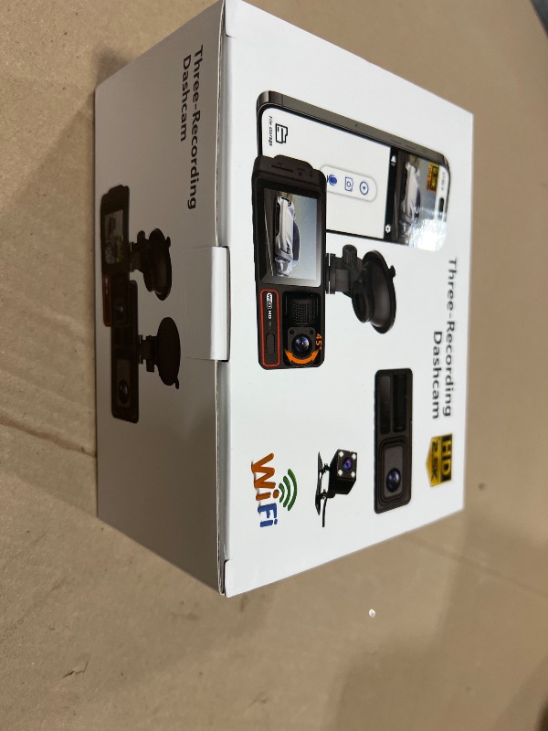 Photo 1 of 3 Channel Dash Camera for Cars,Triple Lens 4K+1080P+1080P Dash Cam Front Rear Inside,Built-in 5G WiFi & App, Night Vision,24H Parking Mode,Loop Recording,170° Wide Angle,32GB Card Included(Black)