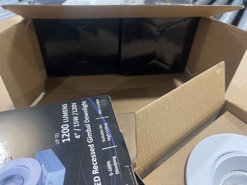 Photo 1 of POPANU Canless Recessed Gimbal Downlight - Suitable for 20ft High Ceiling 1200lm 4 Inch 15W LED Rotatable Eyeball Spotlight, 5CCT Dimmable Lights with Junction Box, Anti-Glare White 4 Pack