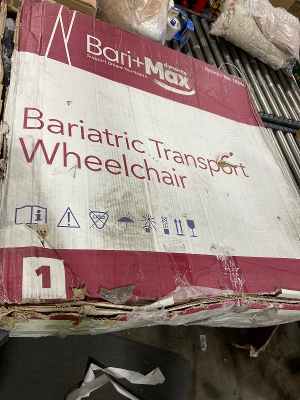 Photo 1 of Dynarex DynaRide Bariatric Transport Plus Wheelchair, Has a 22” x 18” Seat and a Reinforced Steel Frame & 450 Pound Weight Capacity, Silver, 1 DynaRide Bariatric Transport Plus Wheelchair