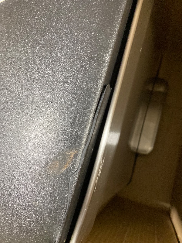 Photo 1 of Amazon Basics Dual Compartment Recycling Trash Can with Soft-Close Lid, Fingerprint Resistant, Removable Liner Buckets, 60 Liters, Rectangular, Grey, Silver