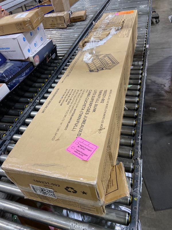 Photo 1 of Max & Lily Bunk Bed Twin Over Full Size with Ladder, Solid Wood Platform Bed Frame with Ladder for Kids, 14" Safety Guardrails, Easy Assembly, No Box Spring Needed, White