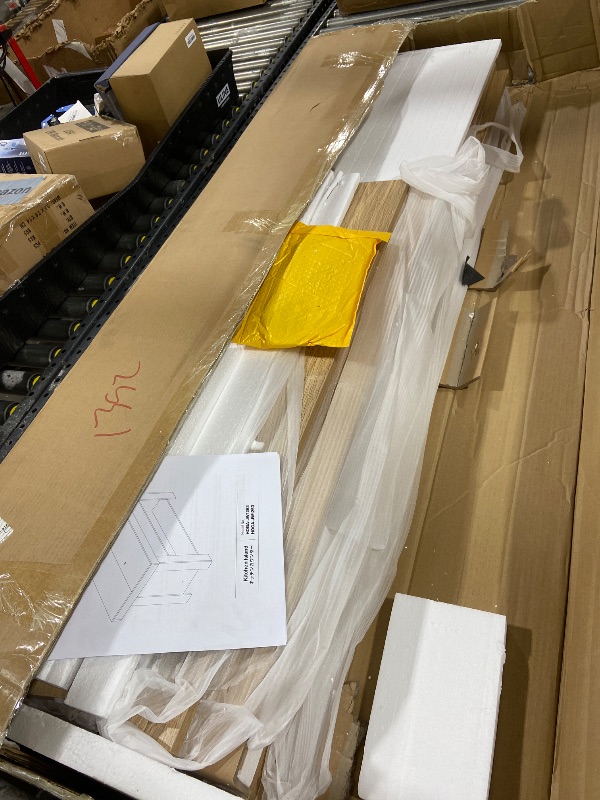 Photo 1 of Light Brown Wood 55 in. Kitchen Island with Storage, Farmhouse Stationary Island Table