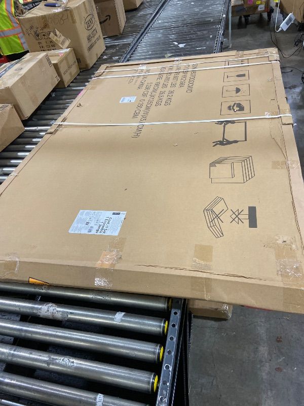 Photo 1 of Amazon Basics Glass Dry-Erase Board, Magnetic Frameless Whiteboard, 72W" x 48H", Magnetic White