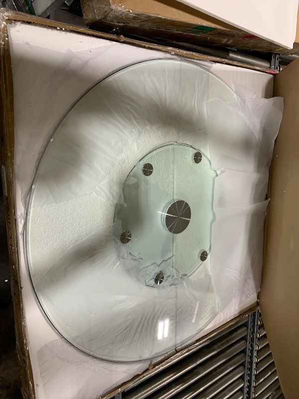 Photo 1 of 40" Heavy-Duty Lazy Susan Turntable - 1/3" Extra-Thick Tempered Glass - Silent & Smooth Swivel for Large Dining Tables, Centerpiece