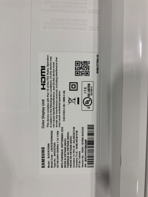 Photo 1 of SAMSUNG 43" Odyssey Neo G7 Series 4K UHD Smart Gaming Monitor, 144Hz, 1ms, VESA Display HDR600, Quantum Matrix Technology, AMD FreeSync Premium Pro, LS43CG702NNXZA, Black