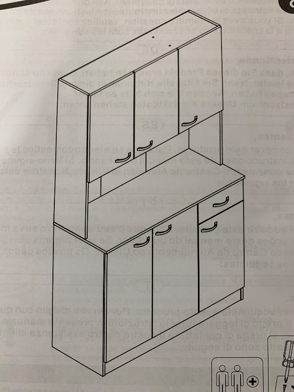 Photo 1 of BOX 1 OF 2 ONLY - HOMCOM 71" Freestanding Kitchen Buffet Hutch Cupboard with 6 Doors, 3 Adjustable Shelves, and 1 Drawer, White