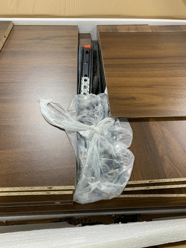 Photo 1 of SRIAA Walnut Computer Desk – 47” Modern Wooden Workstation with Built-in Shelves & Front Drawer – Heavy-Duty 45kg Solid Build for Home Office & Study