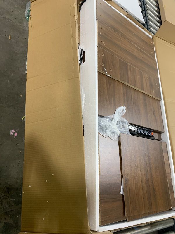 Photo 1 of SRIAA Walnut Computer Desk – 47” Modern Wooden Workstation with Built-in Shelves & Front Drawer – Heavy-Duty 45kg Solid Build for Home Office & Study