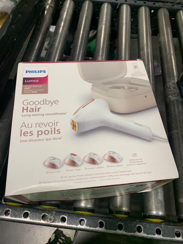 Photo 1 of Philips Lumea 9000 Series IPL Hair Removal Device, Visible Permanent Laser Hair Reduction Done at Home, for Women & Men, SenseIQ Technology, 4 Attachments for Body, Face, Bikini & Underarms, BRI984/03