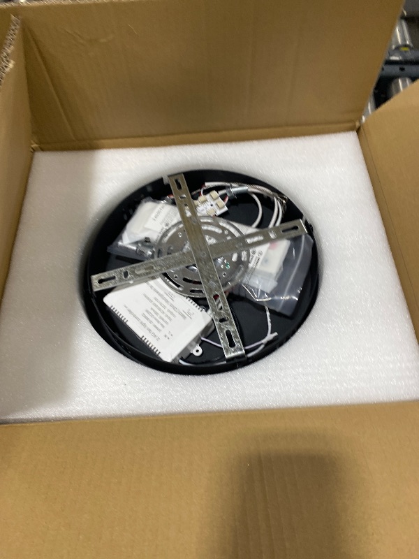 Photo 1 of Black-Star Ring Ceiling Fans with Lights and Remote, 27 Inch Modern Low Profile Flush Mount Ceiling Fan, Dimmable LED Ceiling Light Fixture, Small Ceiling Fans for Bedroom, Kitchen, Indoor-Black