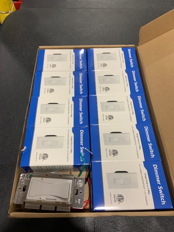 Photo 1 of KEYGMA 0-10V LED Dimmer Switch, Low Voltage Dimmer Switch for Dimmable LED Lights, CFL, Halogen and Incandescent Bulbs, Single-Pole or 3-Way, Wallplate Included, ETL Listed (White, 10 Pack)