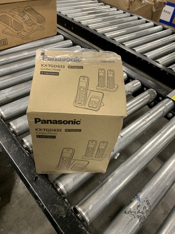 Photo 1 of Panasonic Cordless Phone with Answering Machine, Advanced Call Block, Bilingual Caller ID and High-Contrast Display, Expandable System with 3 Handset Cordless Telephones - KX-TGD833M (Metallic Black)