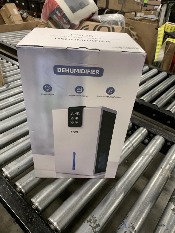 Photo 1 of PSOS Dehumidifier, Dehumidifiers for Home, 98 OZ Water Tank, (1000 sq.ft) Quiet Dehumidifier for Basement Bedroom Bathroom with Humidity Display, Auto Shut Off, Relaxing 7 Color Ambient Light(Gray)